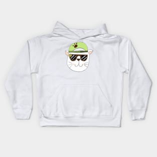 Cat with glasses and cap Kids Hoodie